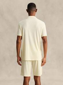 EverLounge Plain Turn-Down Collar Short Sleeve Shirt And Shorts Casual Men Pajama Set - Apricot - View 2