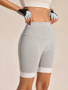 SHEIN Sports Women's Solid Color Casual Versatile Daily Outdoor Shorts - Light Grey - View 5
