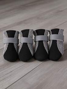 Scarpe estive per cuccioli, scarpe per animali domestici, scarpe in rete per cani per tutte le stagioni, forniture per gatti e cani, scarpe per cani di piccola taglia, stile traspirante e confortevole - nero - Visualizzare 9