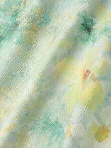 SHEIN MOD 油畫花卉貝殼袖修身魚尾長洋裝 - 彩色 - 查看 7