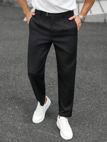 Manfinity Mode Pantalones de negocios multifuncionales de color sólido para hombres - Negro - Ver 5