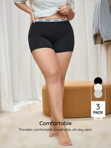 Bralution Celana Dalam Boxer Kasual Wanita Ukuran Besar dengan Motif Huruf untuk Sehari-hari - MultiWarna - View 4