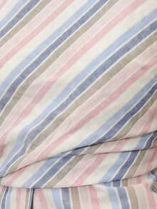 Nöista One-Shoulder Top In Pastel Striped Fabric, Asymmetrical Neckline And Peplum Hem. Perfect For Brunch, Summer, Spring, Vacation, French Coastal - Multicolor - View 7