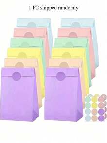 1/6/12/24pcs 8 Inch Kraft Paper Gift Bags With Handles Small Party Favor Bags Pastel Macaron Colorful Rainbow For Birthday Wedding Holiday Celebration Home Storage Decoration - multicolor - View 11