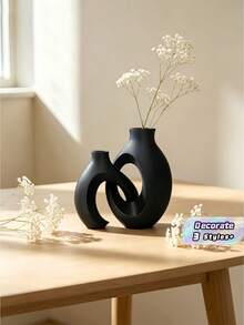 Vaso Branco Nórdico Moderno com Design Espiral de Redemoinho Intrincado, Vaso Decorativo para Flores Secas & Folhagens, Decoração Ideal para Mesa de Entrada de Casa e Escritório, Presente Perfeito para o Dia dos Namorados - Multicolor - Visão 1