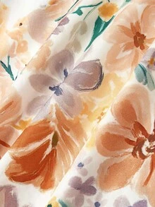 SHEIN MOD 女款浪漫花卉花瓣袖洋裝 - 彩色 - 查看 6