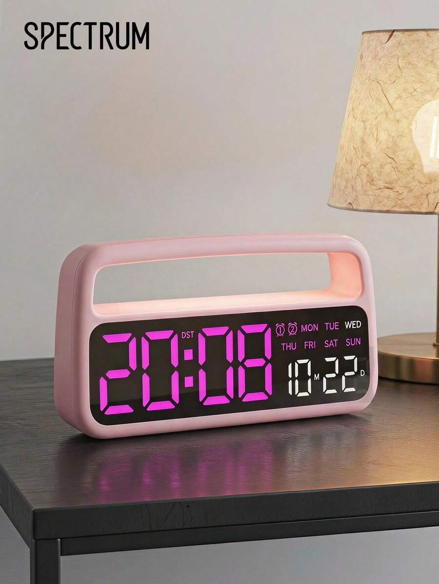 1 Pieza Reloj Despertador Digital LED con Luz Nocturna de Mesita, Doble Alarma, Pantalla de Fecha y Día, Función DST, Brillo Ajustable, Reloj de Escritorio Moderno para Dormitorio Decoración del Hogar - Multicolor - Ver 1