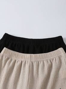 SHEIN 青少年女孩 2件組黑色與卡其色休閒長褲 - 彩色 - 查看 4