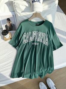 Comfortcana California 大碼字母圖案落肩短袖 T-shirt - 白色 - 查看 5