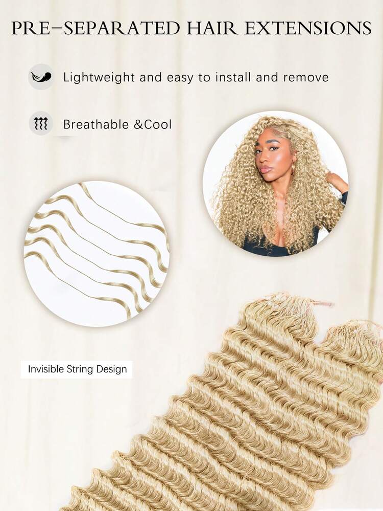 Boho Braids Miracle Knots Crochet Human Hair In 100% Remy Feather Line Crochet Hair Braids Salon Silky Seamless Invisible Solid Color 613 Honer Blone Feather Crochet Human Hair Braiding Micro Pre Looped Deep Wave Human Hair - S613 - View 9