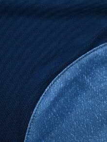 SHEIN Top casual versatile da donna con scollo asimmetrico, patchwork in rete, arricciature e vestibilità aderente - Blu - Visualizzare 5