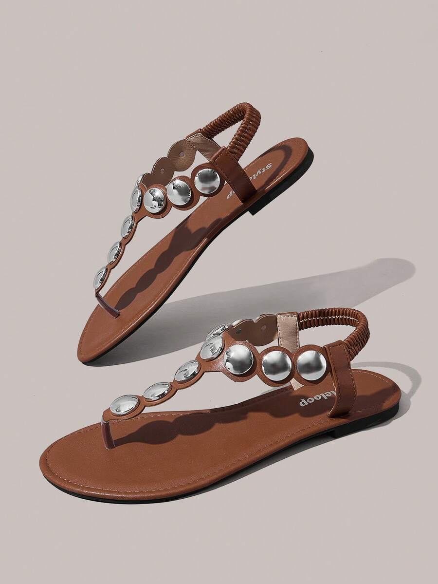 Styleloop Ladies, Willow Nails, Buckles, Flat Shoes. - Brown - View 1
