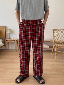 DAZY Grey T-Shirt Set With Men's Plaid Home Wear, Spring/Summer Pajama - Multicolor - View 10