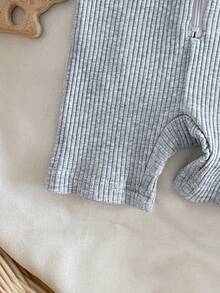 男嬰熊刺繡修身連身衣居家服 - 灰色 - 查看 4