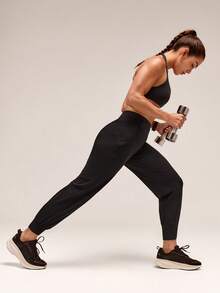 GLOWMODE 28" High Performance Stretchy 3D Knee Diamond-Shaped Crotch Tall Joggers With Adjustable Drawstring & Zip Pockets Training Running Workout Active - Black - View 7