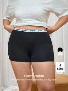 Bralution Celana Dalam Boxer Kasual Wanita Ukuran Besar dengan Motif Huruf untuk Sehari-hari - MultiWarna - View 6