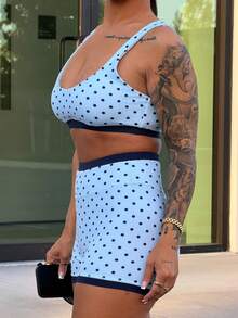 SAYEHFBABY Women's Polka Dot Pattern Camisole And Shorts Sports Suit - Multicolor - View 5