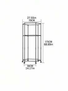 1PC Hexagonal Rotating Metal Clothes Rack Sturdy Heavy Duty Space Saving Multi Bar Wheeled Freestanding Portable Wardrobe Display Shelf Bedroom Dorm Balcony Laundry Storage Organizer Practical Home Furnishing Trending Clothing Storage Decor Accessory - Multicolor - View 3