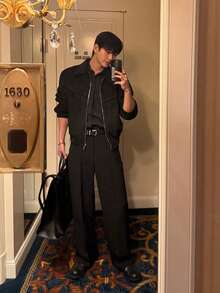 DAZY Autumn Solid Brown Suede Jacket And Coat For Men - Black - View 3