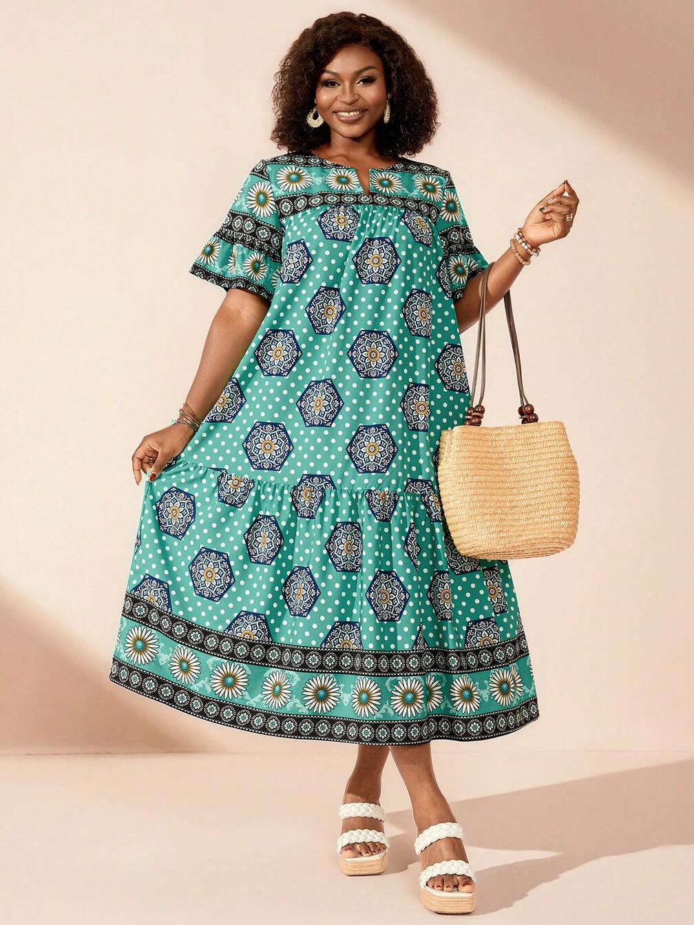 midi dress for holiday What A Surprise Green Plaid – Shop the Mint and elegant drape sale-30 Modern Multi-color Flower Strapless Length:40