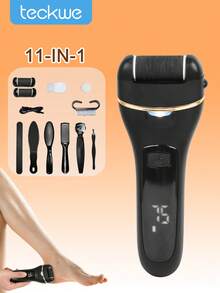 Teckwe Set Penghapus Kapalan Kaki Elektrik, Dapat Diisi Ulang, Layar Digital, Dilengkapi dengan Kepala Penggiling yang Dapat Diganti dan Berbagai Aksesori Perawatan Kaki, Set Perawatan Kaki Portabel, Produk Perawatan Pribadi, Baterai 1200mAh Terintegrasi - Satu ukuran cocok untuk semua. - View 1