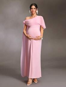 Cheriluna Maternity 孕婦甜美時尚 3D 花卉裝飾披肩式攝影禮服 - 粉色 - 查看 7