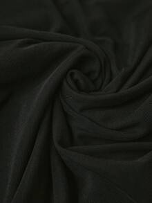 Freevana Plus Size Women's Stand Collar Mesh Patchwork Casual Daily Wear Dress Fall - Black - View 9