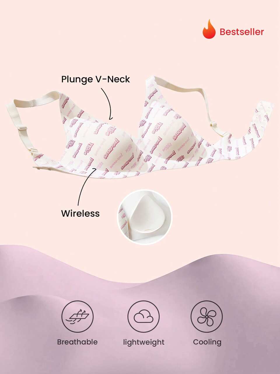 SCOOBY-DOO X LUVLETTE Dream Curve 2ndSkin Wireless Seamless Plunge Lounge Bra