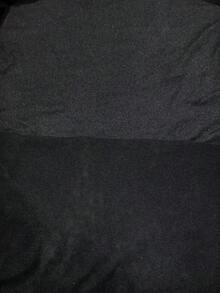 大码拼色条纹短袖情书印花上衣和裤子睡衣套装 - 黑色 - 查看 7