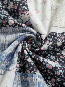 Wildy Gaun Pendek Tanpa Lengan dengan Tali Bahu, Motif Renda Patchwork Gaya Kasual Gaya Barat untuk Wanita di Musim Panas, Cocok untuk Jalan-jalan dan Berpergian. - MultiWarna - View 9
