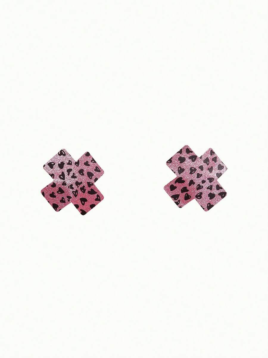FairyFlirt Pink Glitter Leopard Print Wild Personalized Women's Nipple Covers & Anti-Chafing Sweat-Absorbing Pads - Pink - View 1