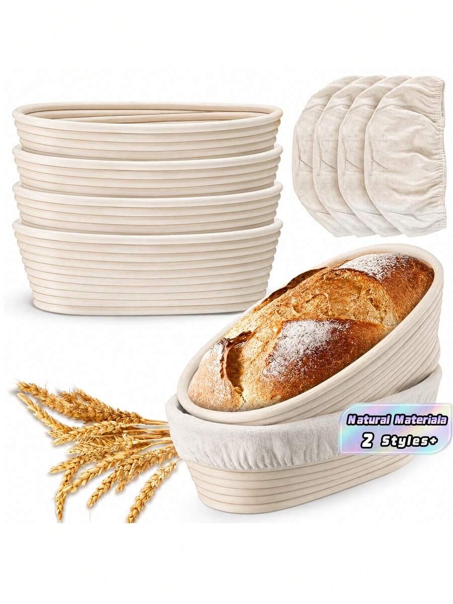 1 buah, Keranjang Pengembang Adonan Roti, Keranjang Pengembang Adonan Roti Oval dengan Lapisan Pengembang, Keranjang Pengembang Adonan Rotan Alami untuk Adonan Roti Sourdough untuk Pembuatan Roti, Pemanggangan, Fermentasi, Peralatan Pemanggang, Peralatan Dapur, Aksesoris Dapur - MultiWarna - View 1