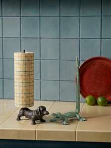 Cirelle 1Pc Animal-Shaped Iron Paper Towel Holder, Vintage Cast Iron Dog/Crocodile Roll Stand, Rust-Resistant Sturdy Kitchen Counter Organizer, Farmhouse Decor Accessory For Dining Room, Living Room & Home, Multiple Styles Available - multicolor - View 9