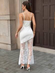 Elyressa Abito lungo estivo da donna in stile francese, elegante e alla moda, in tessuto intrecciato - Albicocca - Visualizzare 2
