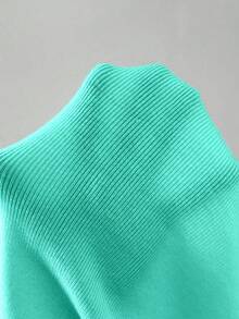 SHEIN Raffinéa 女款純色圓領修身百搭日常穿著長袖針織衫 - 薄荷綠 - 查看 6