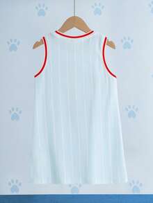 SHEIN | PAW Patrol 1pc Young Girl Sporty Casual Striped Puppy Print Sleeveless Comfortable Tank Dress - Multicolor - View 2