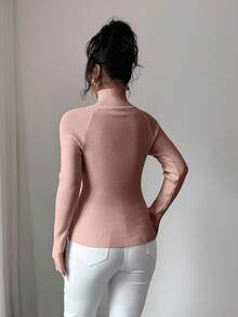 SHEIN Y2K Elegant Outdoor Knit Pullover Sweater For Travel, Commute, Holiday And Daily Wear - Khaki - View 2