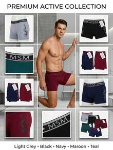 Set Of 12 Pieces Of Men's Comfortable Elastic Boxer Underpants With Lettering Design - Multicolor C - View 2