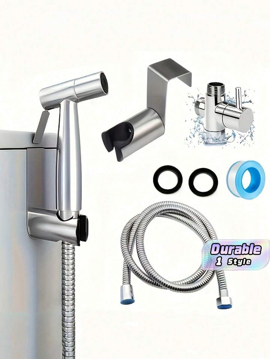 Handheld Spray Head With Hose, Stainless Steel Toilet Spray Head, Handheld Spray Head With Hose, For Female Cleaning And Showering, Can Be Installed On The Wall Or Toilet - silver - View 1
