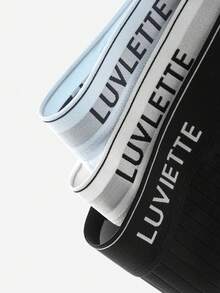 LUVLETTE Plus 3-Pack Cotton Mid Rise Printed Letter Webbing Men's Boxer Briefs Black - Multicolor - View 9