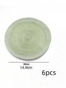 6pcs 15" Round Woven Placemat, Washable Non-Slip Heat-Resistant Table Mat, Suitable For Home, Dining, Holiday Party Decor - Multicolor - View 8