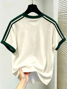 Manfinity Hypemode Men's American Vintage California Letter Print Summer Contrast Color Webbing Raglan Sleeve Loose Slimming Crew Neck Plus Size T-Shirt - Multicolor - View 2