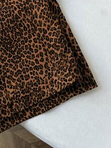Flirla 2025 Thin Sexy Leopard Print Wide Leg Pants, Daily Wear, Back To School - Brown - View 4