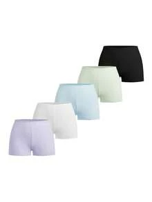 Esseday Set Of 5 Solid Color Boxer Shorts - Multicolor - View 7