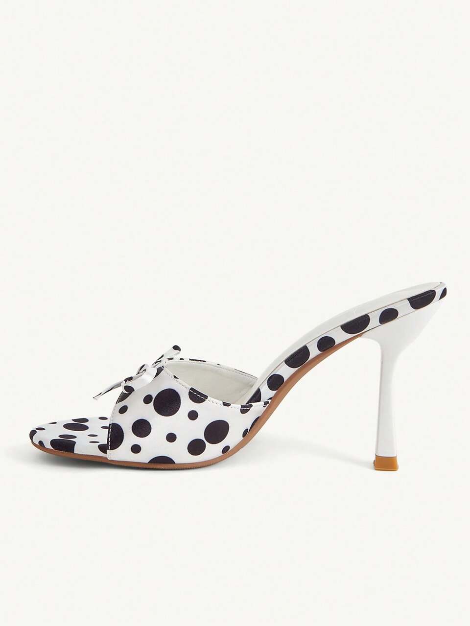 CUCCOO CHICEST Summer New Fashionable White Polka Dot Bow Satin Elegant Women's High-Heeled Sandals, Wedding Bridal Shoes, Banquet Party Versatile