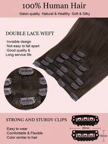7PCS Straight Clip In Hair Extensions 100% Real Human Hair 14-24 Inch 115G Double Weft Invisible Clip Hair Extensions Remy Natural Human Hair For Women Girls Daily Use - S2A - View 4