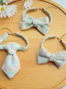 PETSIN 1PC Gradient Pet Bow Tie For Summer, Soft Cute Necktie Accessories For Dogs & Cats, Stylish Outdoor Pet Collar Decor - Green - View 8