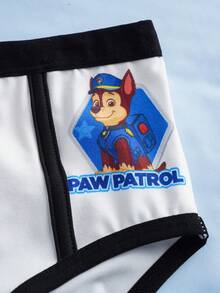SHEIN | PAW Patrol Young Boy Cartoon Print Casual Daily Triangle Briefs - Blue and White - View 4