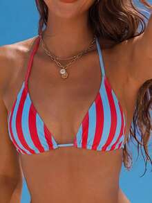 Swim Vcay 2026春夏女款細肩帶掛脖黑色波點隨機印花甜美可愛側綁繩丁字褲比基尼泳衣兩件套 - 彩色 - 查看 3