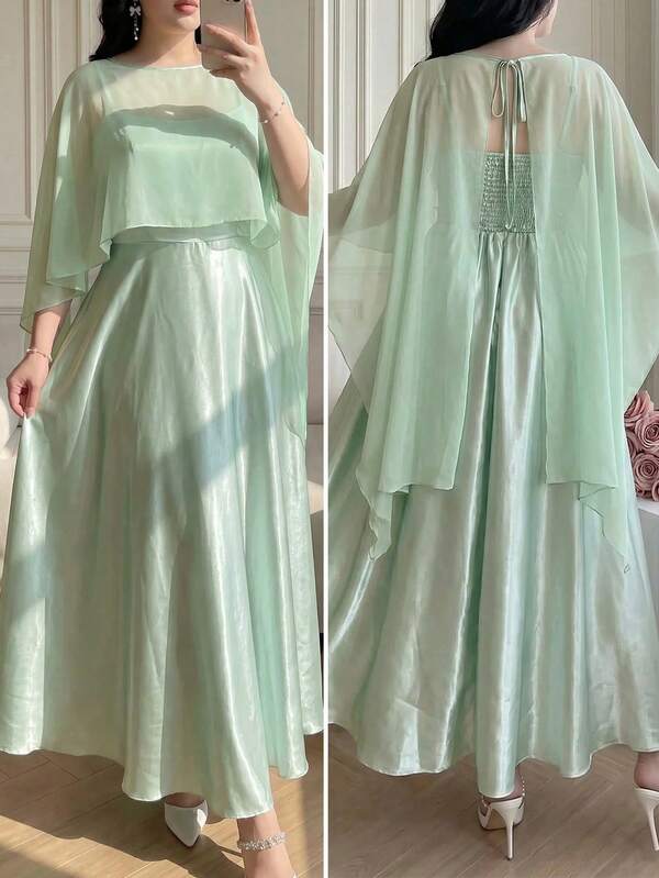 Vibekara Spring, Summer, Vacation, Elegant, Romantic Dress, Vacation, Birthday Dresses, Vacation Style Asymmetrical Chiffon Sun Protection Cover Up Women's Summer New Loose Outerwear Shawl Cover-Up Jacket Beach Vacation Style Chiffon Sun Protection Cover Up Women's Summer New Fairy Asymmetrical Outerwear Shawl Thin Jacket + Satin Luxury Party Dress Heavy Work Plus Size Dress French Heavy Work Blue Satin Spaghetti Strap Dress Women's New Luxury Elegant Party Dress Long Dress Two Pieces Set Women
